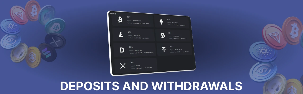 Deposits and withdrawals at mbitcasino