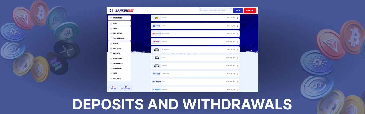 Deposit and withdrawals at bankonbet casino