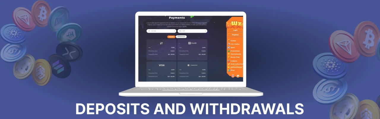 Deposit and withdrawals at wazamba casino